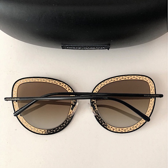 Dolce Gabbana Black Gold DG2225 Oval Metal Lace Mirror  Sunglasses main image 8